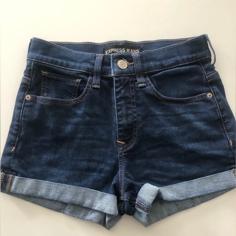 EXPRESS JEAN SHORTS - excellent condition high quality dark blue jean shorts sz2